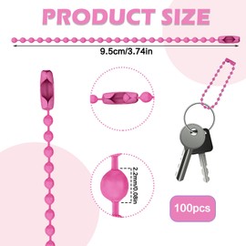 Larrel Pack of 100 Colourful Ball Chains Key Chain with Connector Metal Hanging Chain Key Chain Dog Tags Chain for Tags Chain Jewellery Making Craft Projects