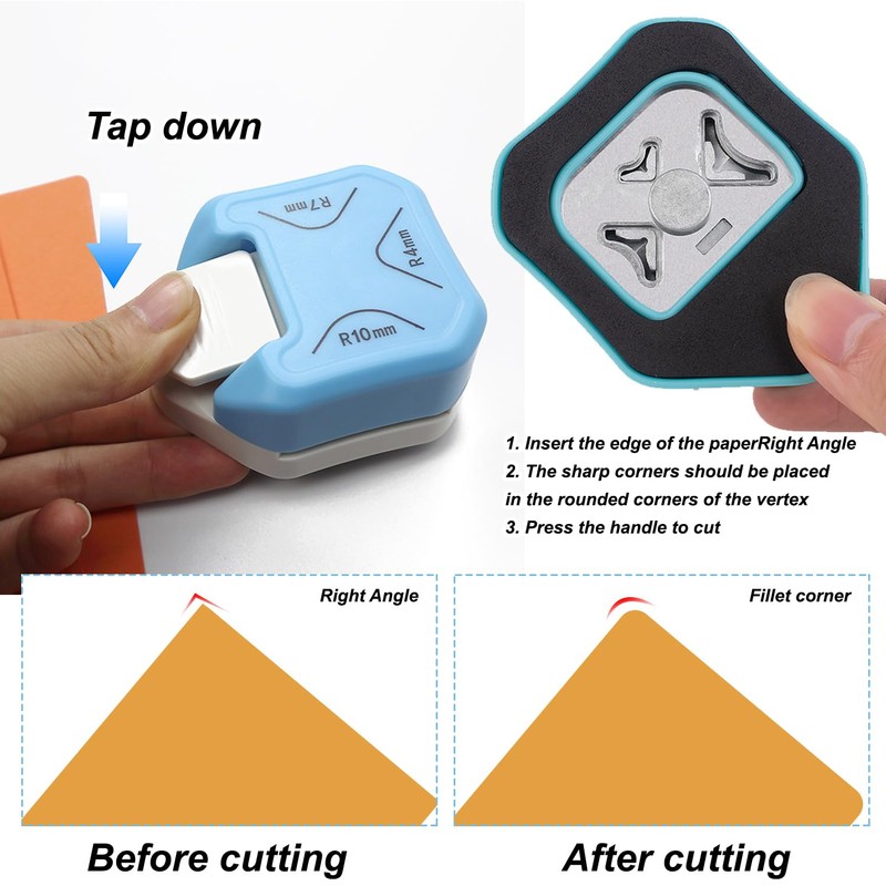 3-in-1 Corner Rounder, Hole Punch, 3-Way Craft Punch for Paper,