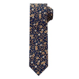Jacob Alexander Men's Meadow Floral Pattern 2.5 inch Slim Width Neck Tie - Rust/Navy