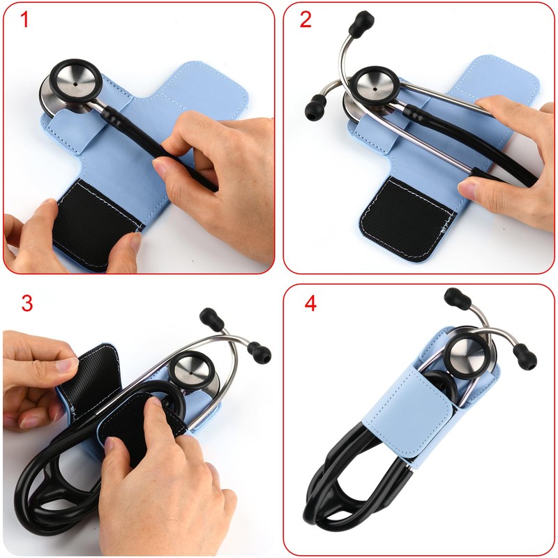 Beautyflier PU Leather Stethoscope Holder with Clip for All Models: