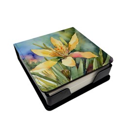 Caroline's Treasures New Mexico Yucca Flower in Watercolor PU Leather Note Paper Holder with Artist-Designed Cover, Desk Accessory, Office Gift