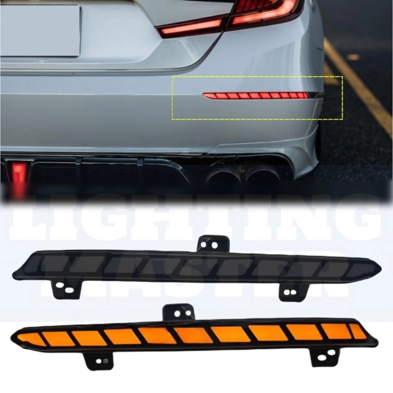 lighting_master Smoked Lens Rear Bumper LED Reflector Fits Honda Accord