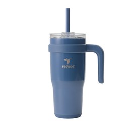 Reduce 24 oz Stainless Steel Tumbler with Handle - Dual-Wall Vacuum Insulated Travel Mug, Sweat-Proof Lid & Reusable Straw - Keeps Drinks Cold for 24 Hrs, Fits Cupholders, Dishwasher Safe-Mineral Blue