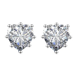 Lovans Dangle Sparkling Earrings Stud Birthstone Inlays for Women Girls 925 Sterling Silver Heart Crystal Hoop Earrings for Anniversaries Birthday Gifts, Cubic Zirconia, Zircon