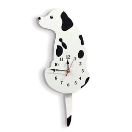 Pinafresa Dog Wall Clock Home Decor Clock Children's Bedroom Wall Decor Dog Wagging Tail Clock Gifts for Children Birthday White