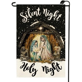 Silent Night Holy Night Jesus Nativity Garden Flag 12 x 18 Inch Double Sided Christmas Winter Holiday Small Flags Farmhouse Outside Decoration For Yard SD23