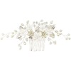 BETITETO Flower Bridal Hair Pieces with Comb Pearl Floral Rhinestone