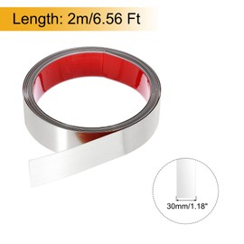 uxcell Stainless Steel Molding Trim Self Adhesive, Brushed Silver Peel and Stick Wall Molding Trim with Glove, Decorative Trim for Wall Mirror Home Decor, 1.18 Inch x 6.56 Feet