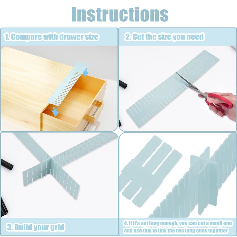 JEPELUS 40Pcs Adjustable Drawer Dividers, Drawer Separators Kitchen
