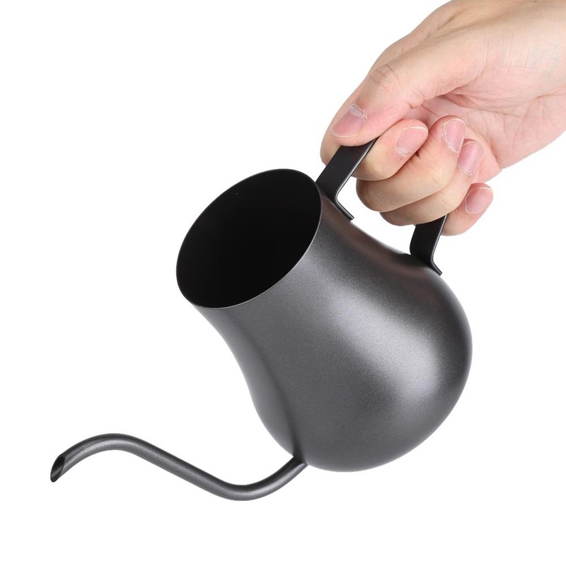 280mL Black Stainless Steel Drip Coffee Pot Gooseneck Long Mouth