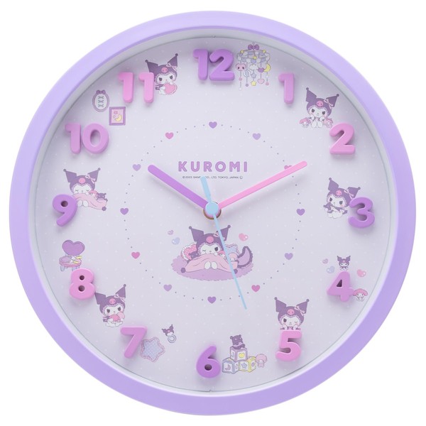 Tsujiseru Sanrio 2926237 Wall Clock, Icon Wall Clock, Purple, Diameter
