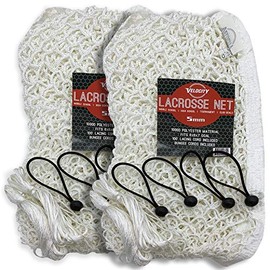 Velocity 5MM Heavy Duty White Lacrosse Net - 2 Pack - Weatherproof, UV Resistant 1000d High-Strength Polyester - Comes with 100+ Feet of Lacing Cord and 4 Quick Ties.