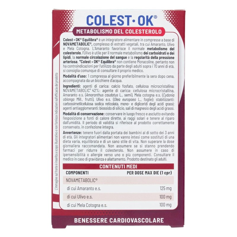 6x Equilibra Colest OK Metabolismo del Colesterolo Novametabolic con Amaranto