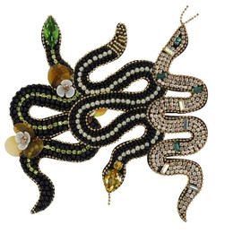 Parches de serpiente con cuentas de flores, diseño de serpiente, parches para coser para zapatos, ropa, bolsos, accesorios decorados, 3 piezas