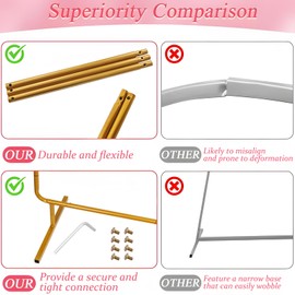 Liacere Liacere Wedding Arch Backdrop Stand, 6.6x6.6 FT Gold Wedding Arches for Ceremony Square Metal Balloon Arch Stand Garden Arbor Frame for Wedding Birthday Party Photo Booth Background Decoration