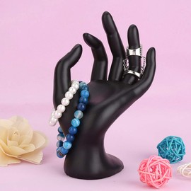 Jewellery Stand, Earrings Holder Stand Black Hand OK Gesture Rings Display Stand Resin Velvet Earrings Bracelet Holder Jewellery Organiser Show Case (Resin)