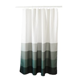 Elena Home Goods Fabric Shower Curtains For Bathroom | Luxury 230 GSM Polyester | 72x72 inch Standard Size | Modern Green Shower Curtain| Durable Waffle Fabric White Shower Curtain Green Stripe Design