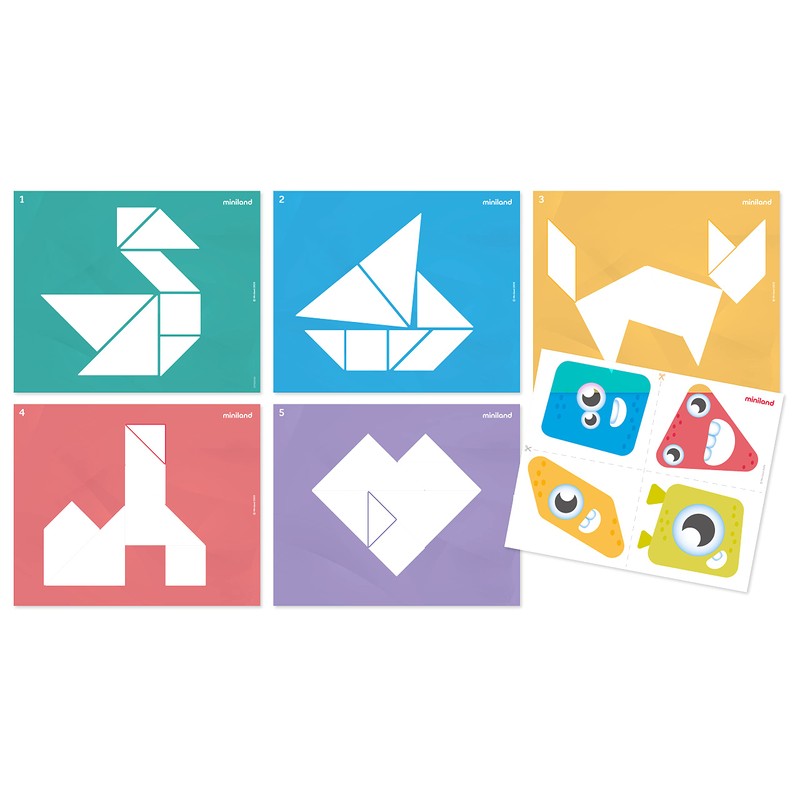 Miniland 32163 Tangram Game for Light Tables, Multi-Colour, M