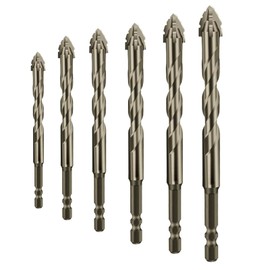6PCS High-Strength Eccentric Twist Drill Bit Set - Four-Flute Sawtooth, Four-Edged Serrated, Multifunction (4/5/6/8/10/12mm)