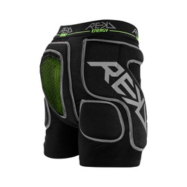 REKD Energy Impact Shorts, Black S, Comfortable and Breathable with Removeable Tail Bone Protector, Padded Crash Pants for Skateboarding, Scootering, Longboarding, Skating, BMX, MTB, Snow and more.