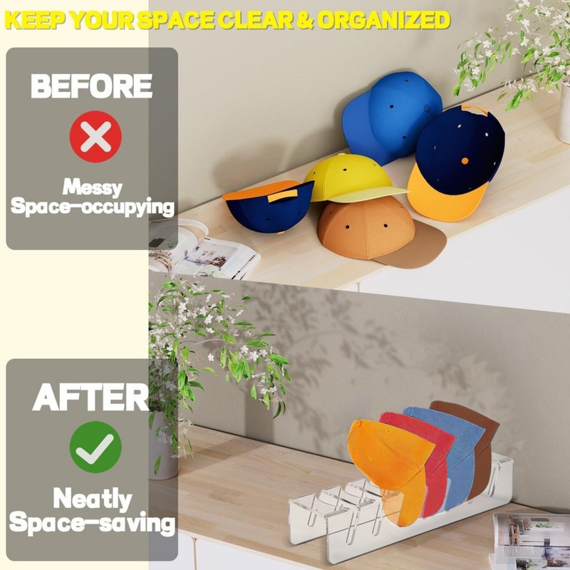 2Pcs Hat organizer for Baseball Caps, 14 Ball Cap Storage