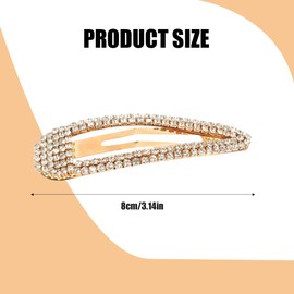 Pack of 2 Rhinestone Snap Hair Clips, Rhinestone Glitter Hair Clips, Metal Snap Hair Pins, Sparkling Crystal Hair Clips, Snap Hair Clip for Women