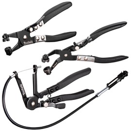 Toolwiz 3 Pcs Hose Clamp Pliers, Hose Clamp Tool Includes 27" Long Reach Wire Spring Hose Clamp Plier, Angled Spring Clamp Pliers, Flat Band Hose Clamp Plier for Ring-Type or Flat-Band Hose Clamp