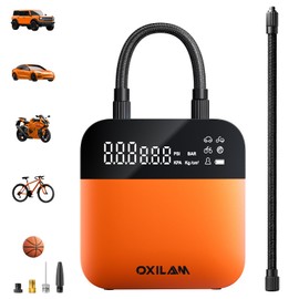 OXILAM Tire Inflator Portable Air Compressor, Air Pump for Car Tires with Digital Pressure Gauge, One Click Smart Pump for Car, Bike, Motorcycle, Ball and More