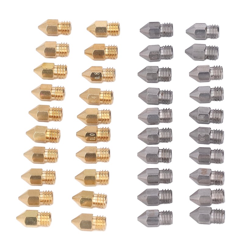 52Pcs 3D Printer Nozzle Stainless Steel Brass with Cleaning Tool