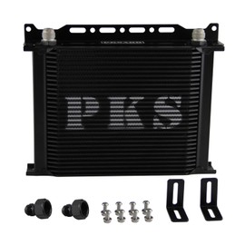 PKSABB 30 Row Oil Cooler Mounting Bracket Kit 10AN Stacked Plate Engine Oil Cooler Aluminium Transmission Oil Cooler Black British Radiator with 2Pcs Fittings AN10(7/8"-14 UNF) to AN8(3/4"-16 UNF)