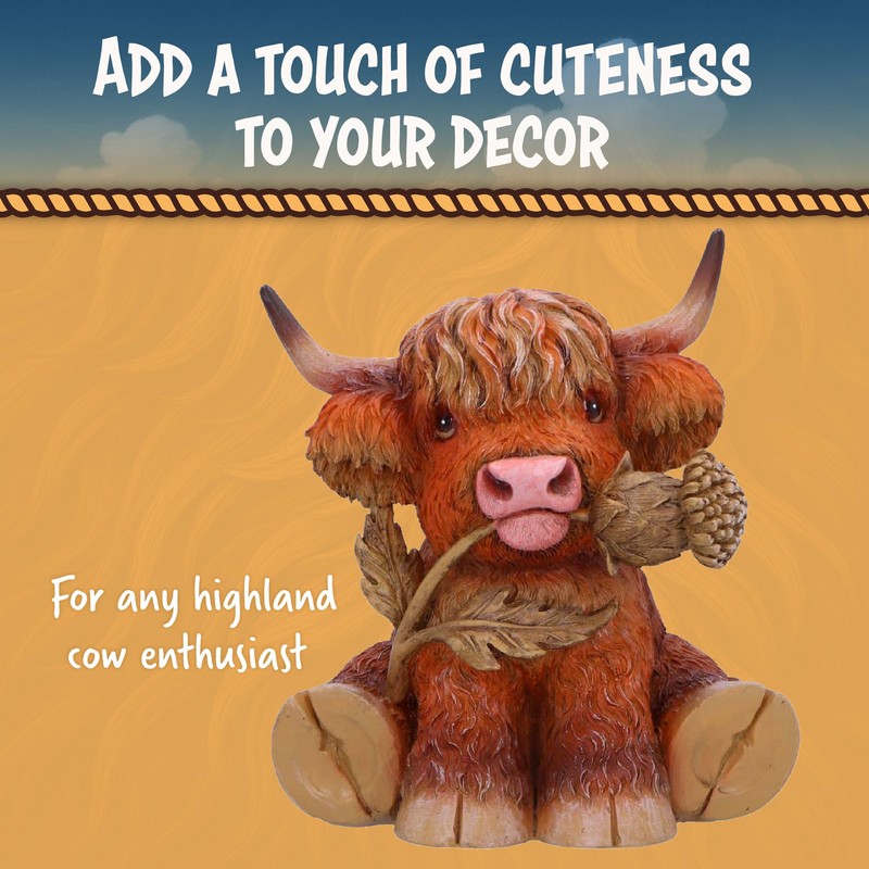 Nemesis Now Highland Thistle Highland Thistle Cow Figurine, Resin, Brown,
