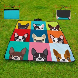 A&S Creavention Waterproof Outdoor Picnic Beach Blanket Mat Lightweight Portable Handcarry Tote Easy to fold 72" x 58" (Bull Dog)