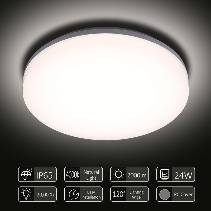 [通拓商品]Tomshine 100-265V 24W LED Ceiling Light IP65 Water-resistant 4000k Natural