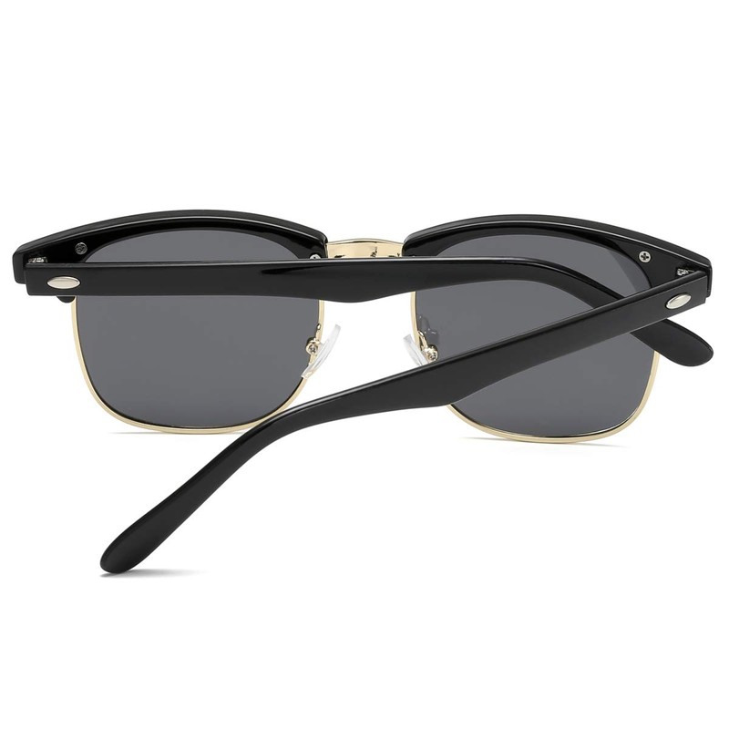 aisswzber Retro Semi Rimless Sunglasses Half Frame UV400 Glasses 3016s-blacknew