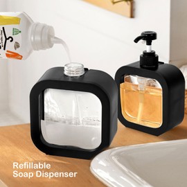 Octonyluck Soap Dispenser, Multifunctional, Bathroom & Kitchen, Liquid Dish Wash One-Hand Dispensing, Black, 10oz