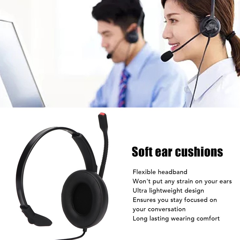 Telephone Headset Noise Cancelling Clear Chat USB Plug Computer Headphone