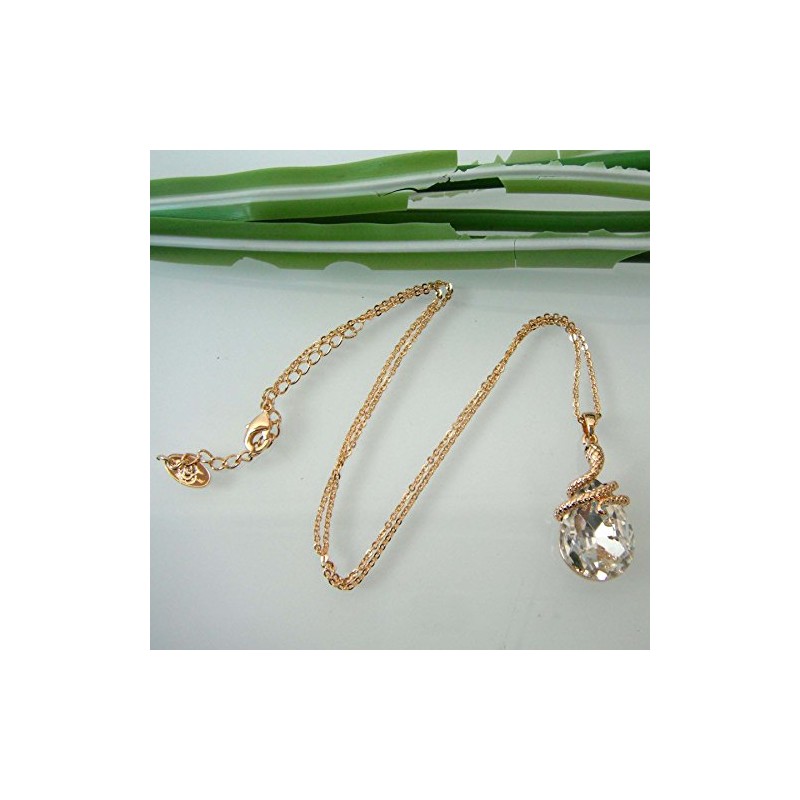 Navachi 18ct Crystal Snake Pendant Necklace, 40,6 cm + 5