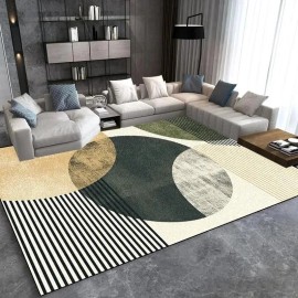 Modern Light Luxury Large Carpet for Living Room Home Decoration Sofa Area Rugs Non-slip Bedroom Rug Washable Door Matsize: 140*200cm, color: Yellow green black and white
