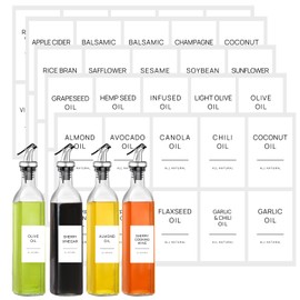 TESWEY 100 PCS Oil and Vinegar Labels for Bottles,Olive Oil and Avocado Oil Labels Stickers for Squeeze Dispensers,Cooking Oil Bottle Jar Labels(White)