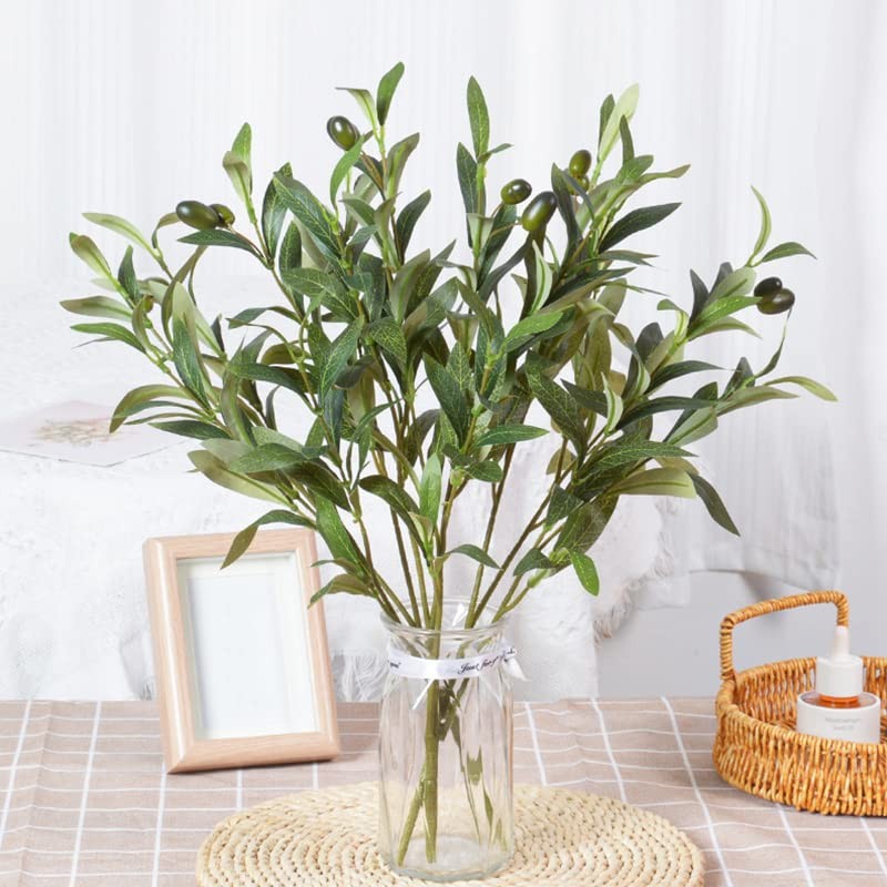 CURTEK 4 Pcs Artificial Olive Branches for Vases 19 Inch