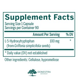 Genestra Brands - 5HTP 100 mg - Support for Sleep and Healthy Mood Balance - 90 Vegetable Capsules