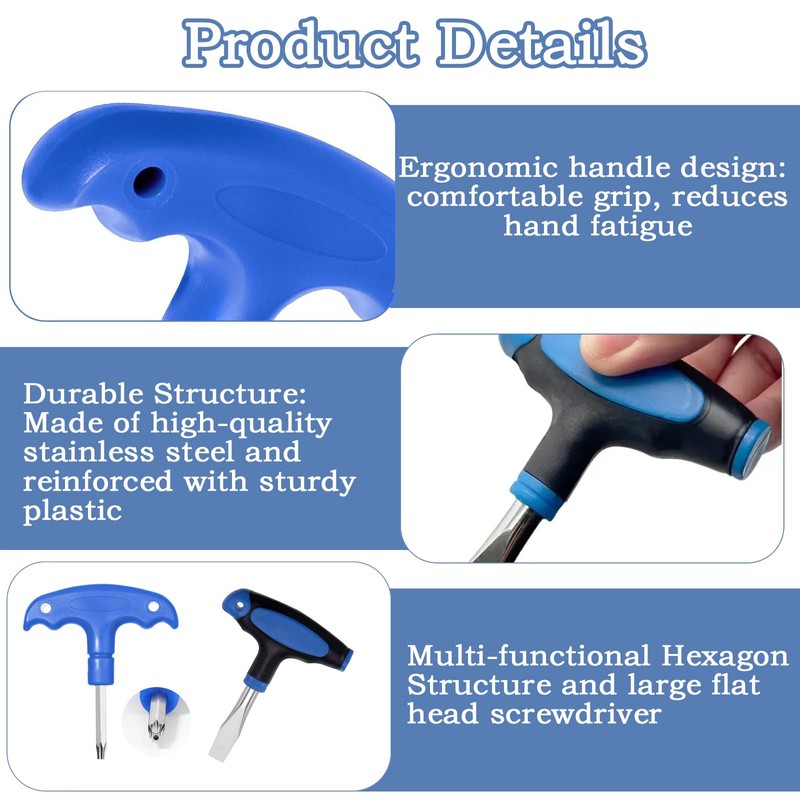 Flat Head Screwdrivers, T Handle 12mm Large Flat Head Screwdrivers