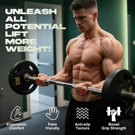 Anti-Slip Weight Grip, Ergonomic Silicone Workout Grips, Gym Grips for Weight Lifting, Gym, Training, Pull-Ups, Dumbbells and Barbells, for Women Men (Dark Red)