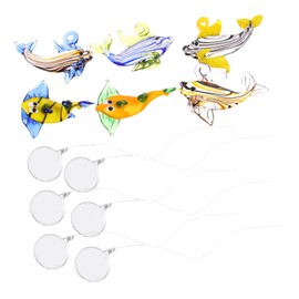 Sosoport Aquarium Float Decoration 6pcs Glass Fish Figurine Floating Ornament Sea Animal Decor for Indoor Spaces Random Color