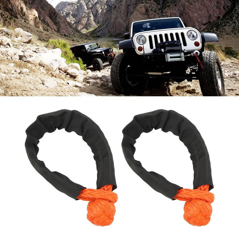 9mm Soft Shackle Recovery Rope 2PCS Orange Portable Lightweight 14