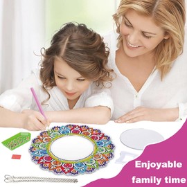 Diamond Painting Kinder, Geschenk Mädchen 6 7 8 9 10 Jahre Basteln Mädchen 8 10 Jahre Malen Nach Zahlen ab 7-9 Mädchen Geburtstagsgeschenk DIY Bastelset Spielzeug Mandala Spiegel für Kinder Erwachsene