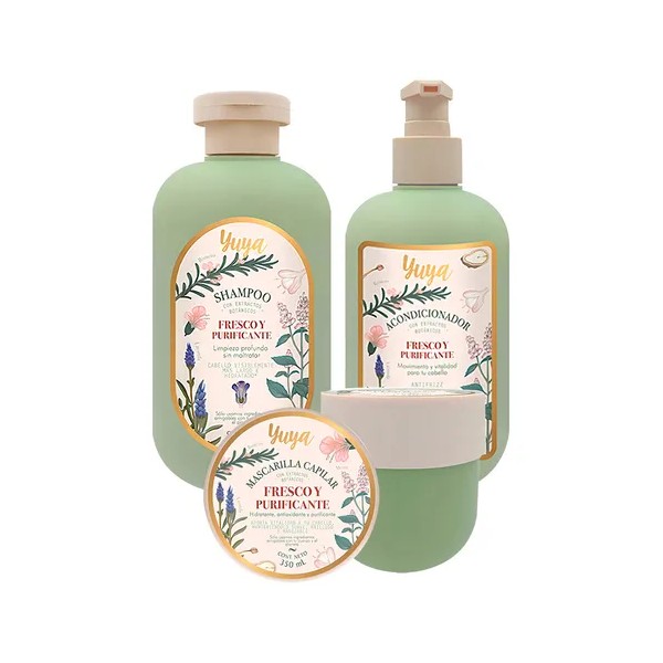 Kit Shampoo+mascarilla+acondiciona Fresco Y Purificante Yuya