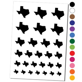 Texas State Silhouette Temporary Tattoo Water Resistant Fake Body Art Set Collection - Black (One Sheet)