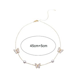 Gold Butterfly Choker Necklaces for Women Dainty Butterfly Chain Necklace Faux Pearl Choker Necklace Butterfly Pendant Necklace Jewelry (Gold)