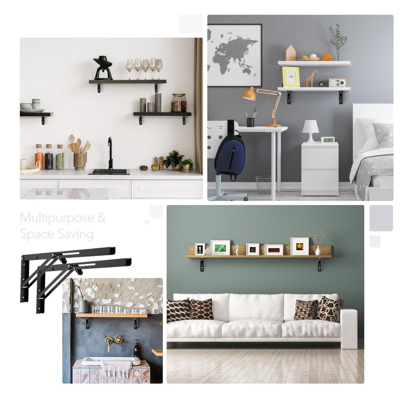 Ravinte -2 Pack 20 Inch Folding Shelf Brackets – Matte